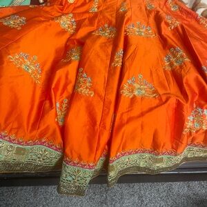Elegant Orange Embroidered Wedding Dress
